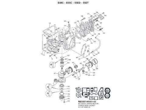 48 / 55 / 60 PS 2-Takt 2-Zyl. Motorblock & Kurbelwelle