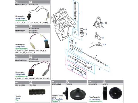 Transom Plate, Shift Cable & Pump Assembly Power Steering