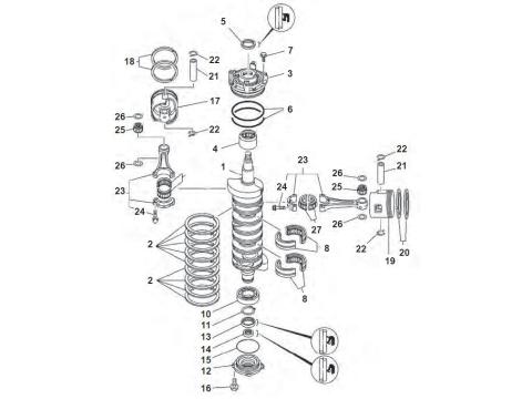 150 / 175 / 200 / 225 PS 2-Takt V6 Kurbelwelle