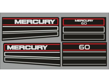 Mercury 60 PS Jahresbereich 1990 – 1991 Aufklebersatz 