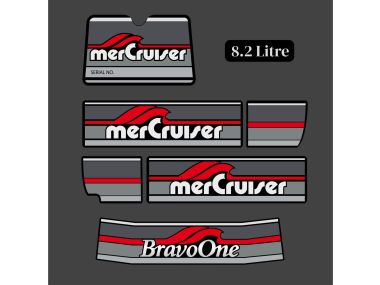 Mercury MerCruiser Bravo One Jahresbereich 1986 - 1998 Aufklebersatz 