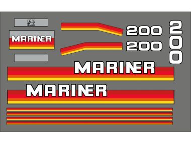 Mariner 200 PS Jahresbereich 1984-1990 Aufklebersatz 